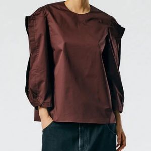 NWT Tibi Lightweight Cotton Sateen Square Sleeve Top